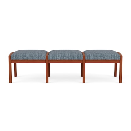 Lesro Lenox Wood 3 Seat Bench Wood Frame, Cherry, RF Serene Upholstery LW3001